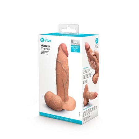 (image for) b-Vibe Slipskin Realistic Silicone Dildo 7" Girthy - Mocha