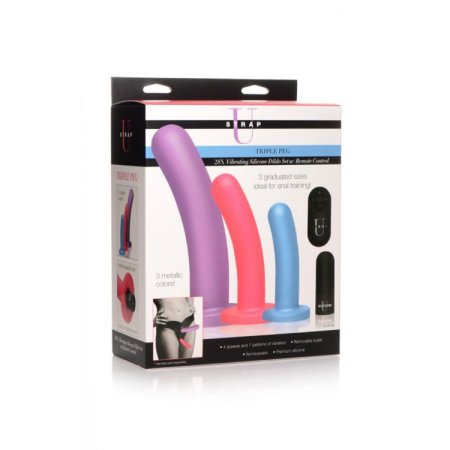 (image for) Triple Peg 28X Vibrating R/C Dildo Set