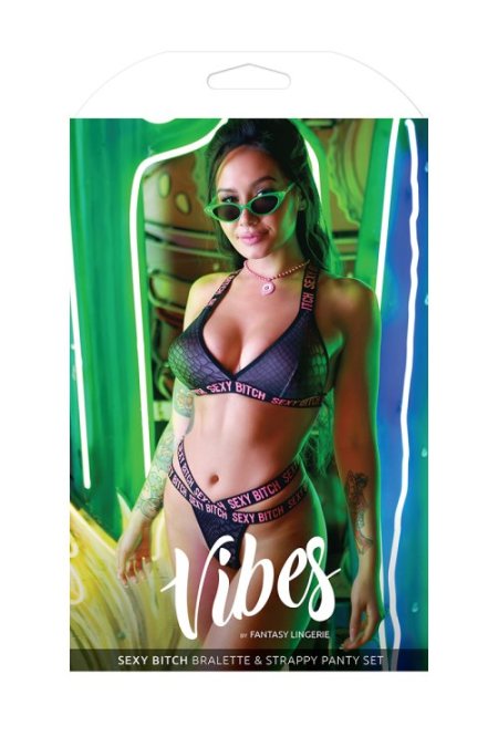 (image for) Sexy Bitch Bralette & Strappy Panty Set