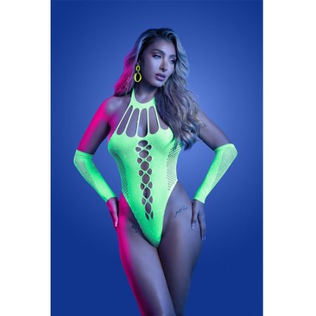(image for) PRESSURE POINT UV reactive rhinestone knit teddy and matching gloves (can also be worn as leg warmers)