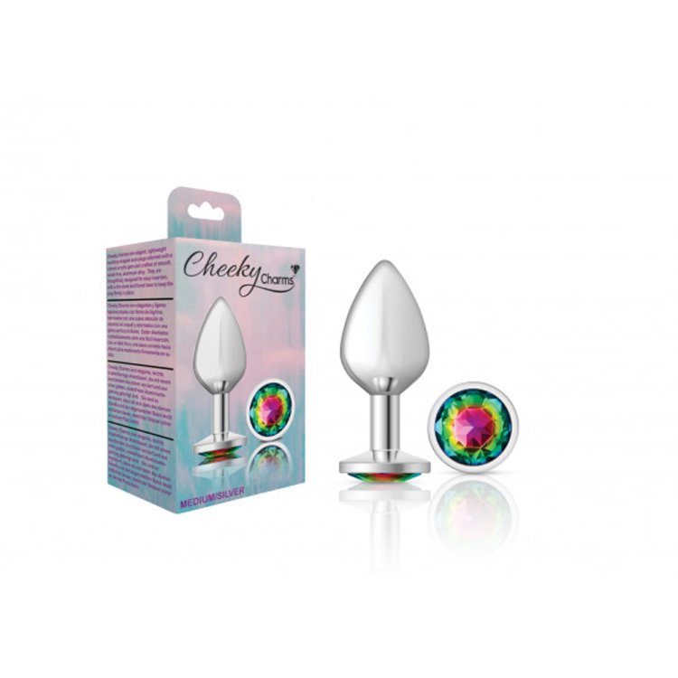 (image for) Silver Metal Plug - Round-Rainbow-Med