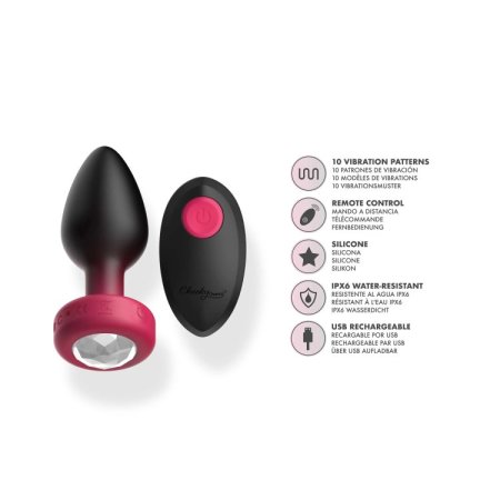 (image for) RUBY Ombre - MEDIUM Cheeky Charms Eluxe Vibrating Plug With Remote - Clear Gem