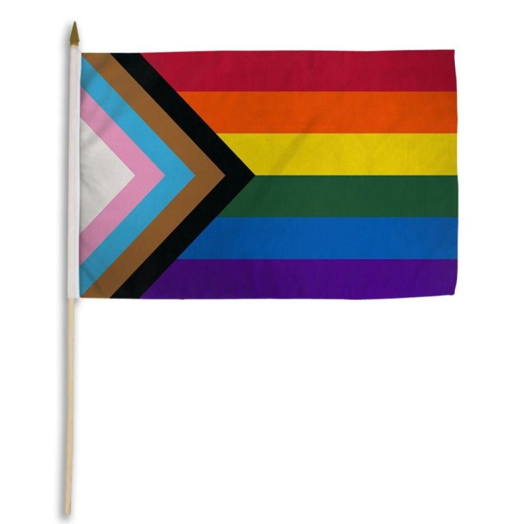 (image for) Progress Pride 12\" x 18\" Stick Flag