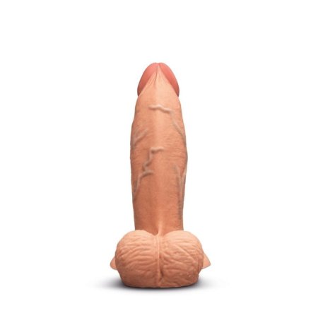 (image for) b-Vibe Slipskin Realistic Silicone Dildo 7" Girthy - Mocha