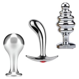 Tools of Temptation Collection (Small) - Metal Anal Plug Trio – Classic, Curved & Beaded