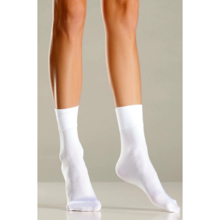 (image for) White Nylon Cuff Ankle Socks *