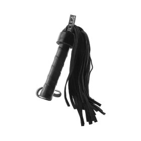 Short Suede Flogger With Leather Handle Black