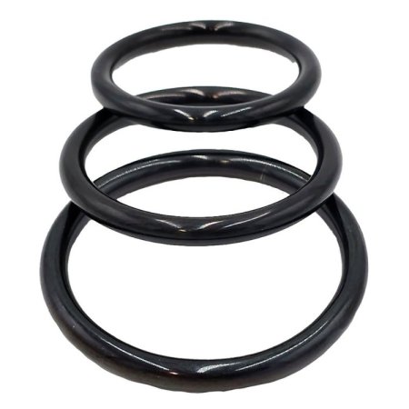 (image for) Stainless Steel 3 Piece Cock Ring Set (45/50/55mm) - Black