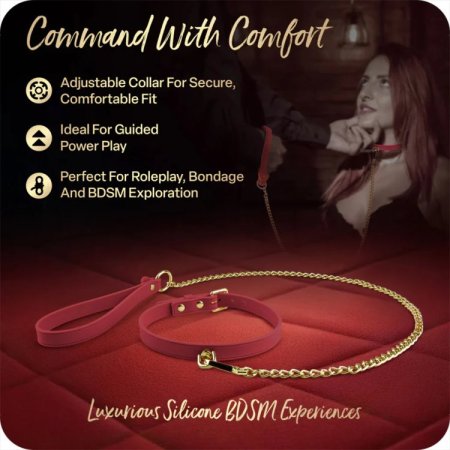 (image for) Temptasia Ardor - Silicone Collar & Leash - Red