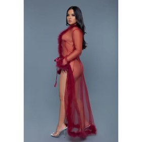 Marabou Robe - Maroon Marabou Robe - Maroon