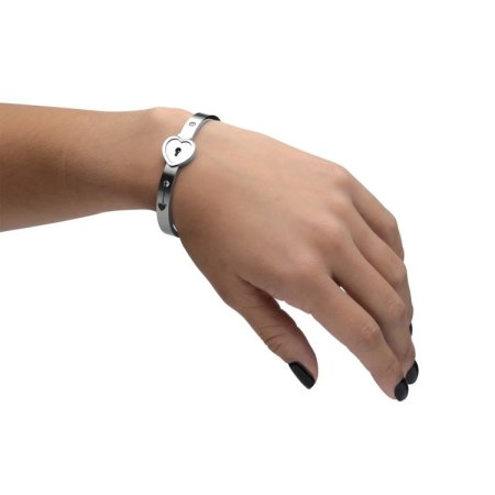 (image for) Cuffed Locking Bracelet and Key Necklace - Tungsten Steel