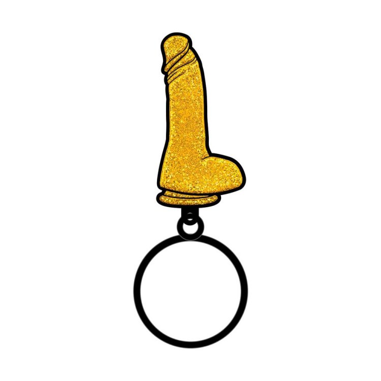 (image for) Gold Glitter Dildo Keychain