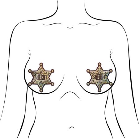 (image for) Sheriff Star: Glittering Golden Sheriff's Badge Pasties