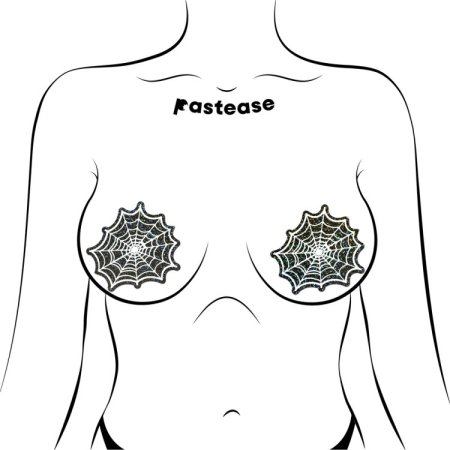(image for) Glitter Black Glow in the Dark Spooky Spider Web Pasties