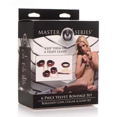(image for) 6 Piece Velvet Bondage Set - Burgundy
