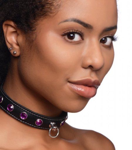 (image for) Royal Vixen Leather Choker Rhinestones