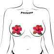 (image for) Tropical Vibrant Red Hawaiian Hibiscus Botanical Flower Breast Pasties
