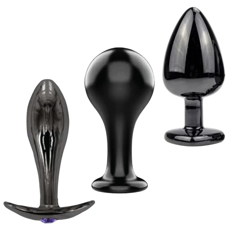 (image for) The Bad Decisions Metal Anal Plug Set – T-Bar, Round & Teardrop