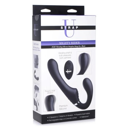 (image for) 10X Mighty Rider Vibrating Strapless Strap-on - Black
