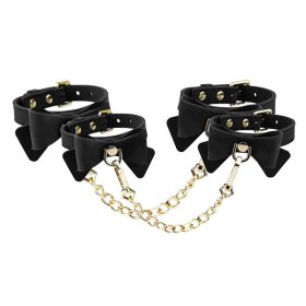 Temptasia Ardor - Silicone Wrist & Ankle Restraints - Black with Bow