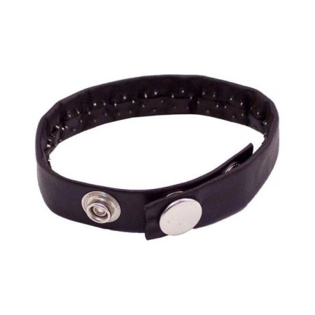 (image for) Leather Pin Prick Cock Strap In Clamshell Black