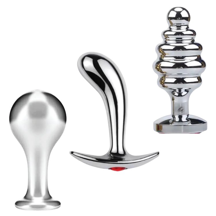 (image for) Tools of Temptation Collection (Small) - Metal Anal Plug Trio – Classic, Curved & Beaded