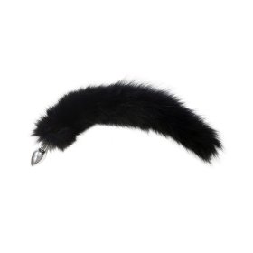 Removable Medium Stainless Steel Butt Plug Tail With Real Fur