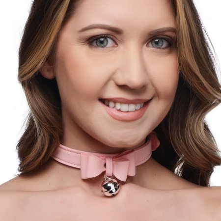 (image for) Sugar Kitty Cat Bell Collar -Pink/Silver