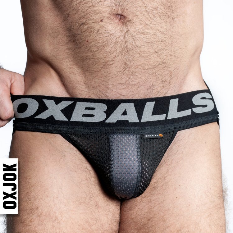(image for) AIRMESH swagger jockstrap, TAR BLACK, LARGE