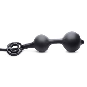 Devils Rattle Inflatable Silicone Anal Plug with Cock and Ball Ring