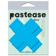 (image for) Plus X: Glow-in-the-Dark Neon Cross Pasties - Turquoise