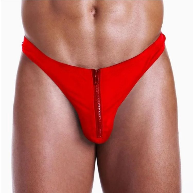 (image for) FUNDIES Unzip It Thong w/ rose petals - OS - RED