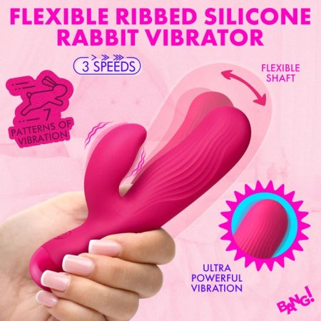 (image for) Flexible Ribbed Silicone Rabbit Vibrator