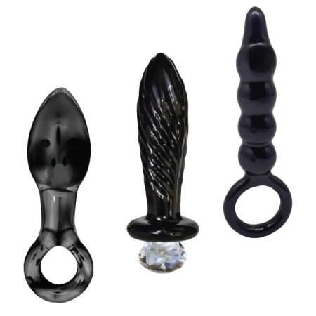 (image for) Dark Curiosity Set – All-Glass Anal Plug Trio