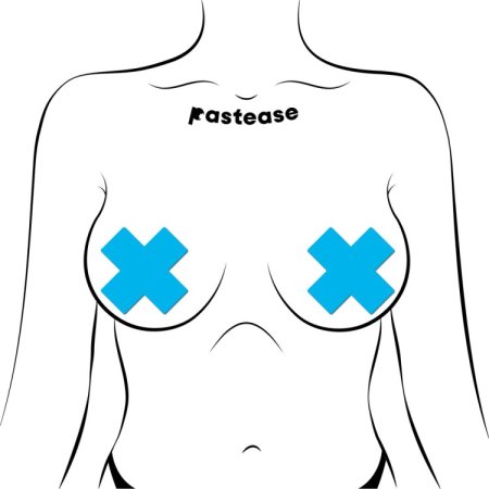 (image for) Plus X: Glow-in-the-Dark Neon Cross Pasties - Turquoise