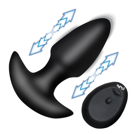 (image for) Thrusting & Vibrating Silicone Butt Plug w/ RC - Black