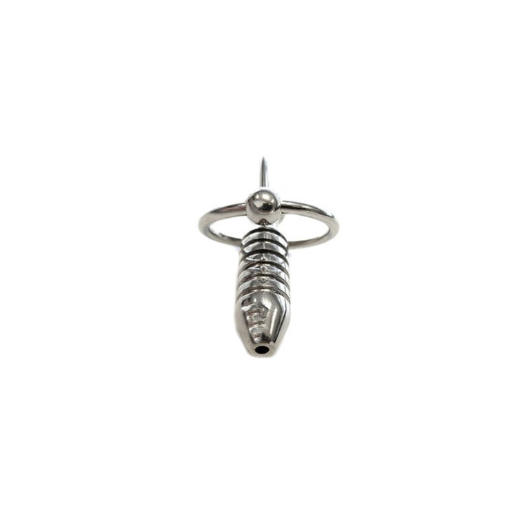 (image for) Stainless Steel Hollow Beaded Probe & Cock Ring - 1cm thick