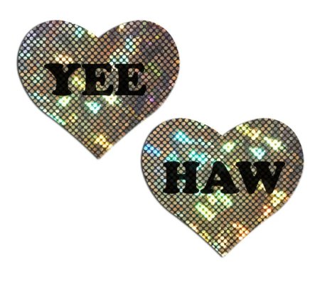 (image for) 'YEE HAW' Black on Gold Glitter Heart