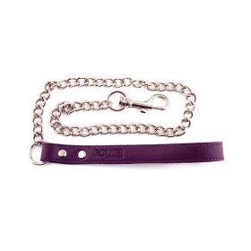 Genuine Leather Lead with Chain - Purple