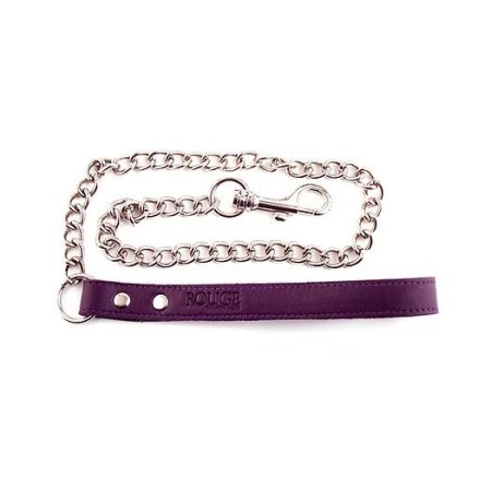 (image for) Genuine Leather Lead with Chain - Purple