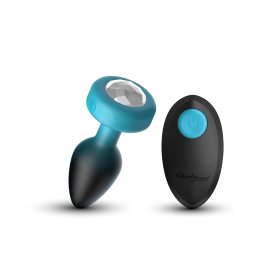 TEAL Ombre - SMALL Cheeky Charms Eluxe Vibrating Plug With Remote - Clear Gem