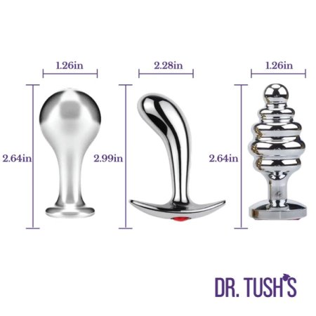 (image for) Tools of Temptation Collection (Small) - Metal Anal Plug Trio – Classic, Curved & Beaded