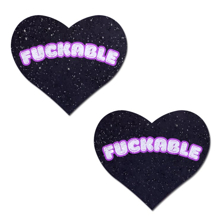 (image for) FUCKABLE Heart Pasties on Black Glitter Velvet