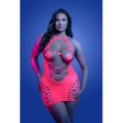 (image for) APHRODISIAC UV reactive open bodice halter dress and one pair of pasties (Neon Pink)