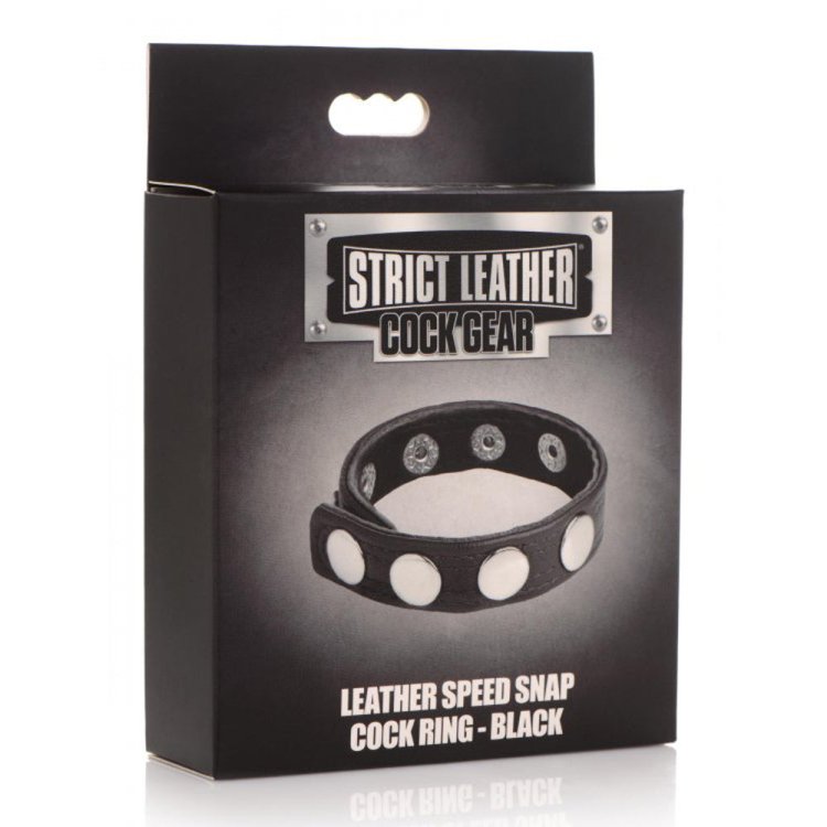 (image for) Leather Speed Snap Cock Ring - Black