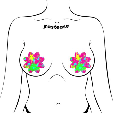(image for) Neon Pink Graffiti Paint Splatter Petal Breast Pasties