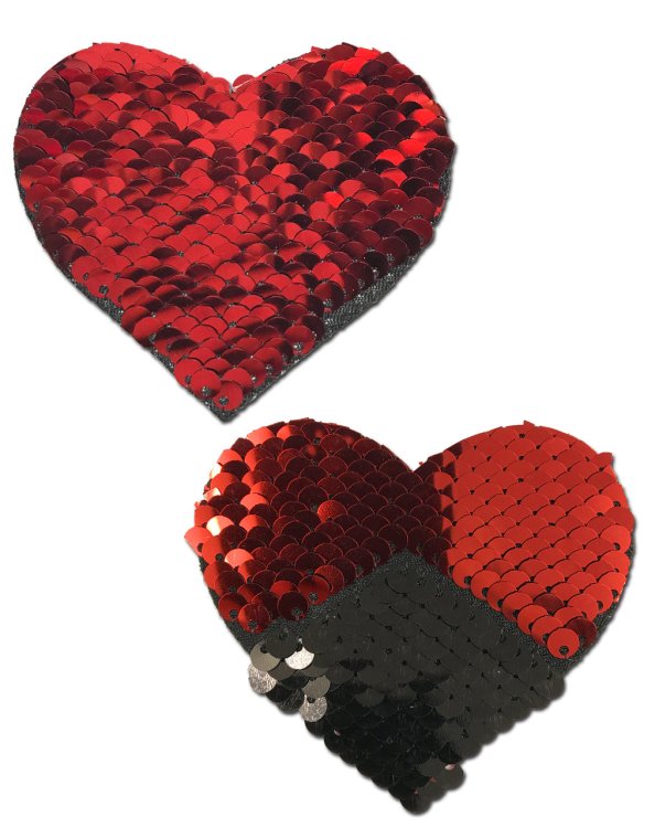 (image for) Colour Changing Sequin Heart - Red/Black