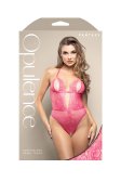 (image for) Crotchless teddy with split pearl string cups, cut-out back and adjustable pearl g-string in shimmer lace