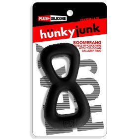 BOOMERANG double-ring cockring & nut-tugger BLACK FOG BOOMERANG double-ring cockring & nut-tugger BLACK FOG