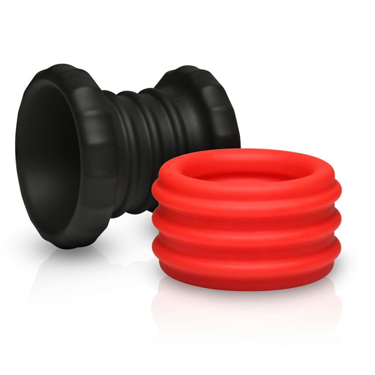 (image for) 2-in-1 Silicone Cock Ring - Red